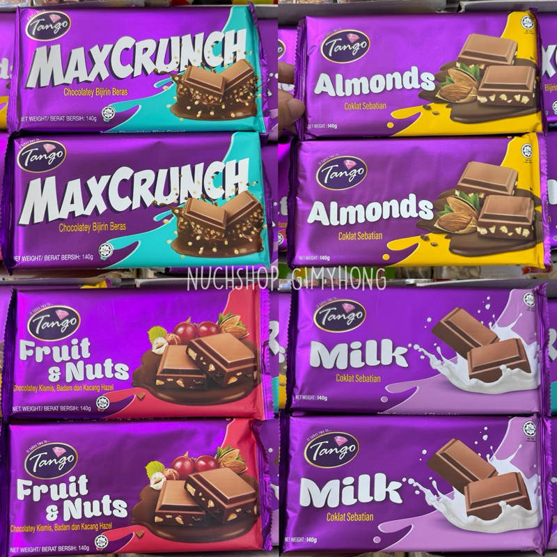 Tango Chocolate Bar 140g -(Fruit&Nuts/Almonds/Milk ) ช็อคโกแลตสอดไส้อัลมอนด์แทงโก้ 140g
