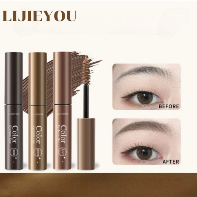 LIJIEYOU 4552 มาสคาร่าคิ้ว 3 มิติ เจลปัดขนคิ้วตั้งฟูเรียงเส้นสวย มาสคาร่าครีมย้อมคิ้ว ปัดแต่งไรผม น้ำตาล กันน้ำกันเหงื่อ