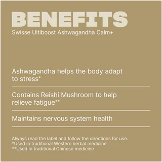 Swisse Ultiboost Ashwagandha Calm+ 60 Pack ช่วยผ่อนคลายความเครียด บรรเทาความเหนื่อยล้า