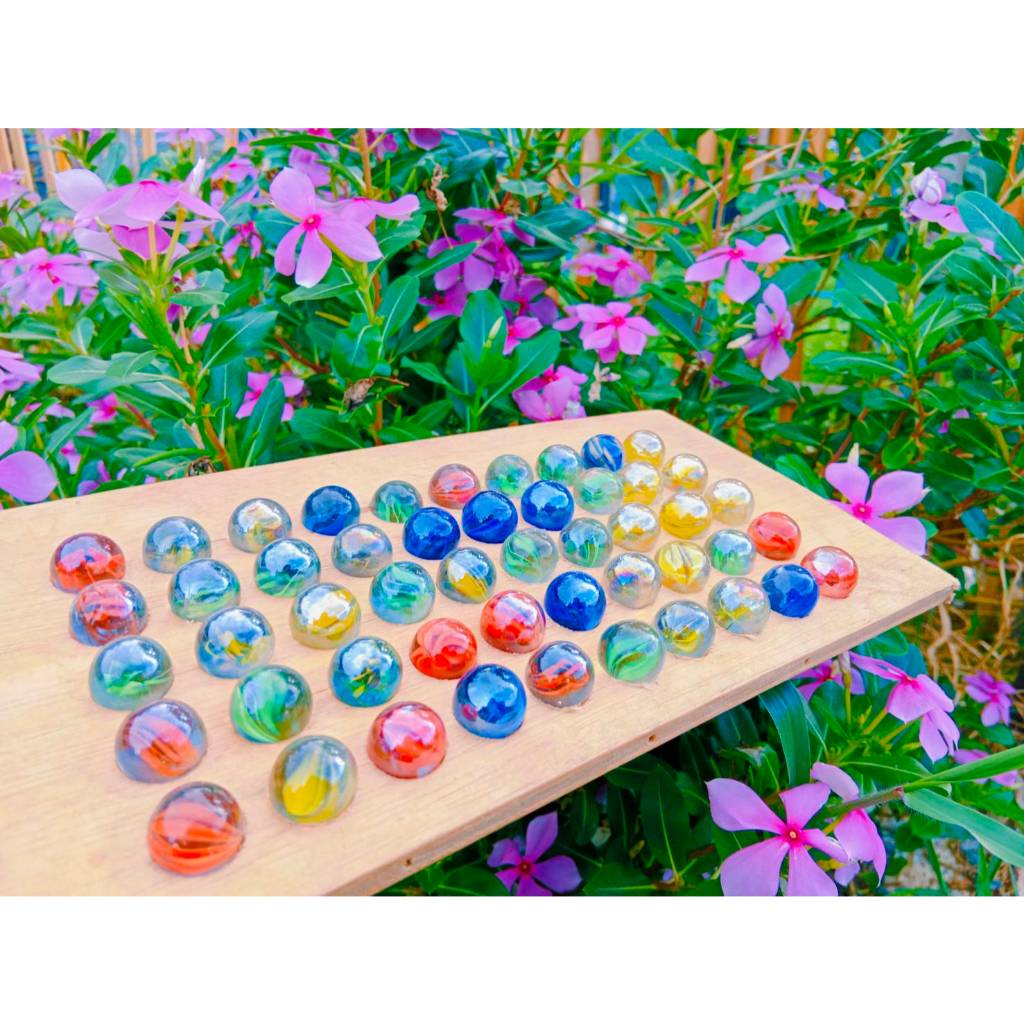 ลูกแก้วสายรุ้ง 50ลูก ขนาด 16 มิล Colored Glass Bead Marbles