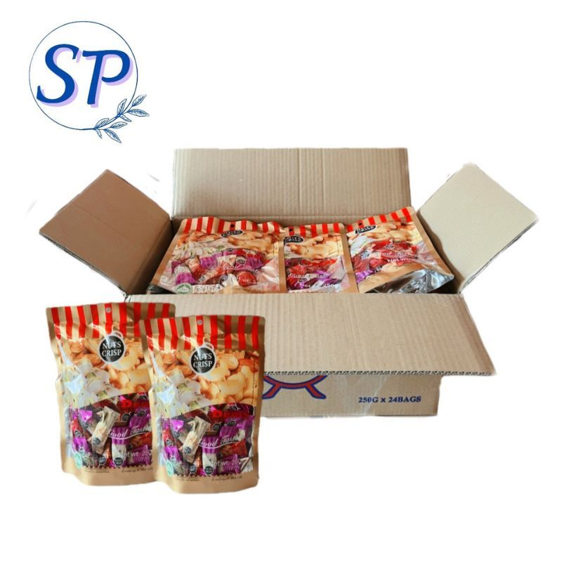 ขนมถั่วตุ๊บตั๊บ Nuts Crisp ถั่วอัดแท่งรวมรส 1 ห่อ 250 กรัม (1 ลังมี 24 ห่อ)