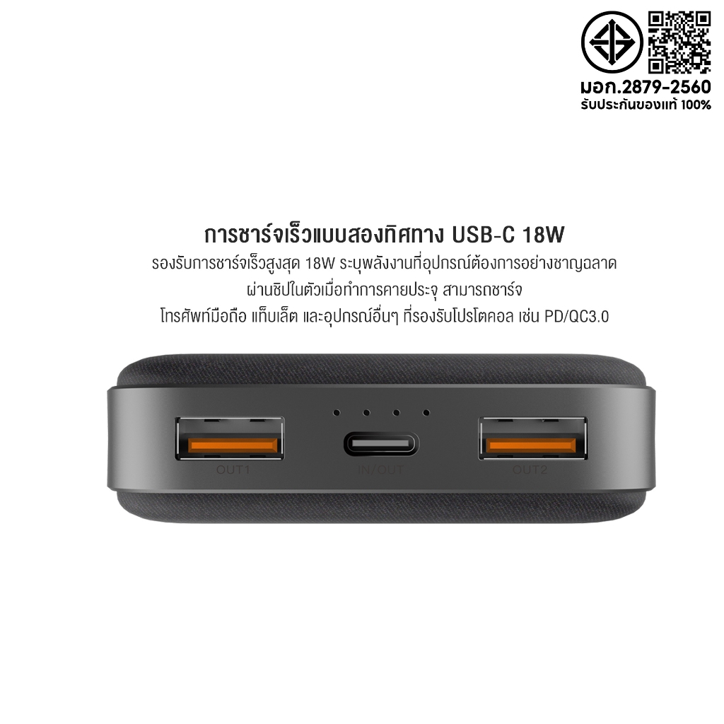 [ติดตาม รับส่วนลด] Eloop EW40 แบตสำรอง 20000mAh ชาร์จไร้สาย PD 18W Output Type-C  / USB-A 1/2 - รูปที่ 2