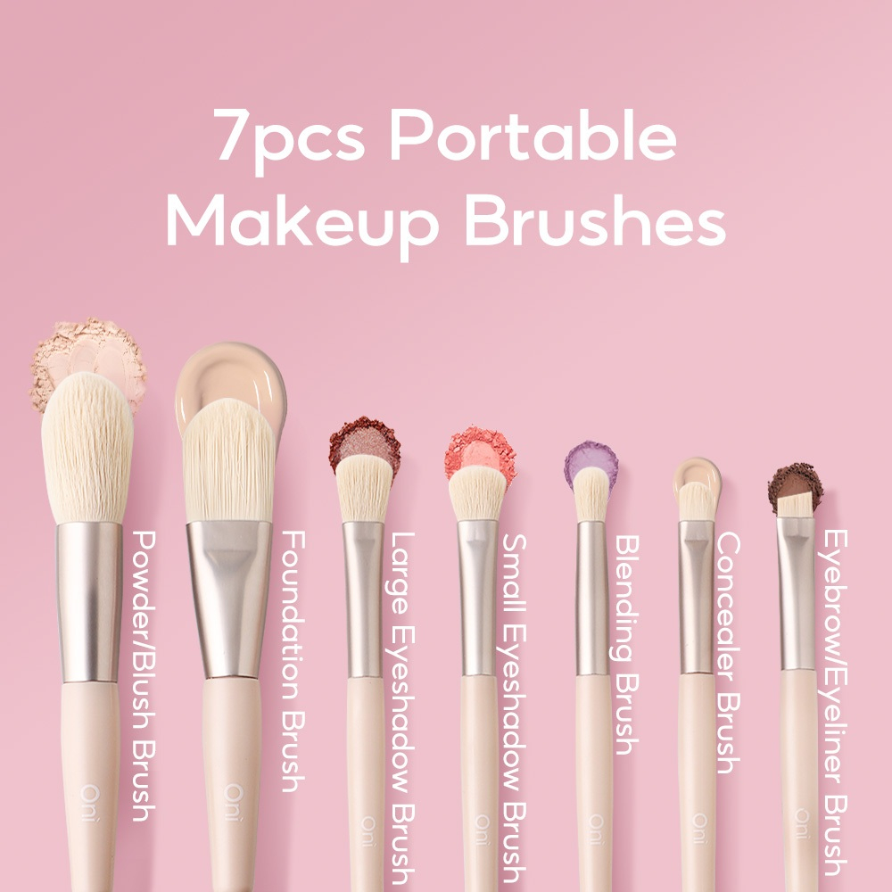Oni Portable Makeup Brush Set เซตแปรงแต่งหน้า 7 ชิ้น พร้อมถุง แปรงแต่งหน้าขนนุ่ม แปรงแต่ง
