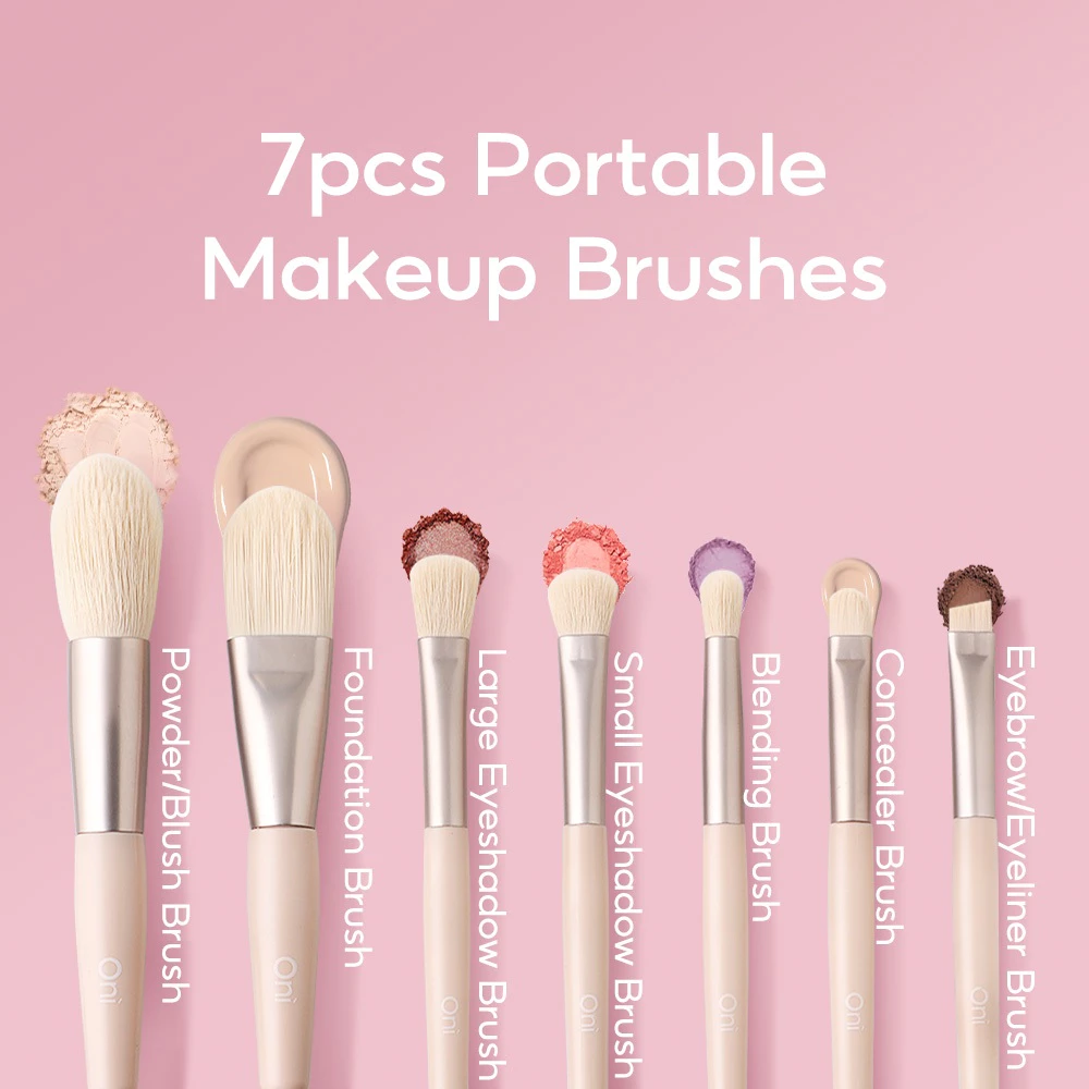Oni Portable Makeup Brush Set เซตแปรงแต่งหน้า 7 ชิ้น พร้อมถุง แปรงแต่งหน้าขนนุ่ม แปรงแต่ง