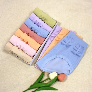 B040กางเกงในสตรี1เช็ต7ตัว ขนาดพิเศษเอวสูง ระบายอากาศได้ดีสวมใส่สบาย สีน่ารักสดใสขนาดฟรีไซส์ สินค้าพร้อมส่ง