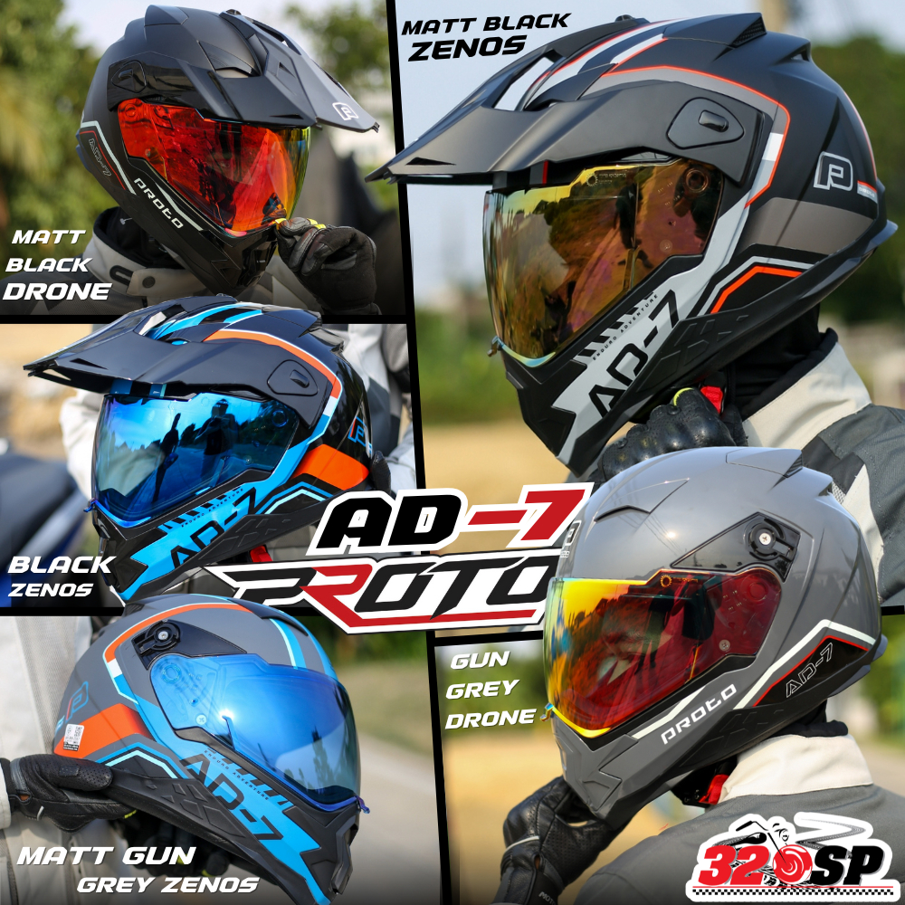 ใหม่ล่าสุด!! หมวกกันน็อค PROTO รุ่น AD-7 พร้อมของแถม 4 ชิ้น ส่งไว!! 320SP
