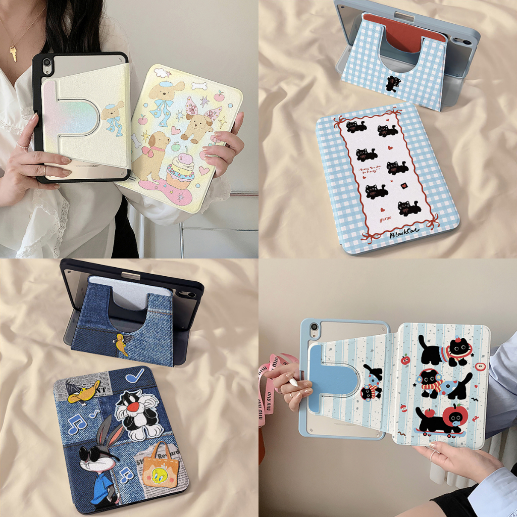⚡พร้อมส่ง⚡เคสiPadหมุน 360°Air7 Air8 11/13 Gen12/10 ที่ใส่ปากกา ลูกสุนัขและลูกแมว Lucifer case iPad