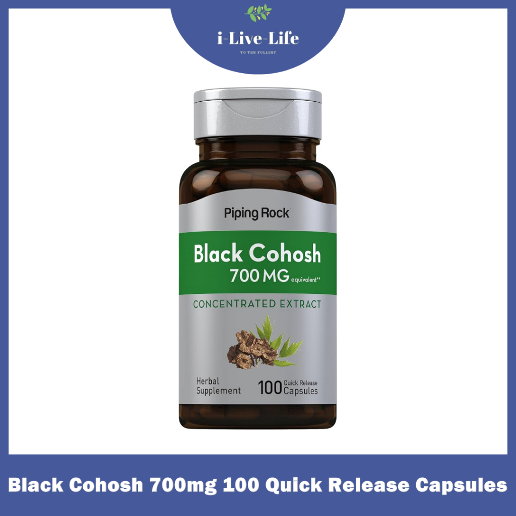 แบลคโคฮอช Black Cohosh 700mg 100Capsules - Piping Rock