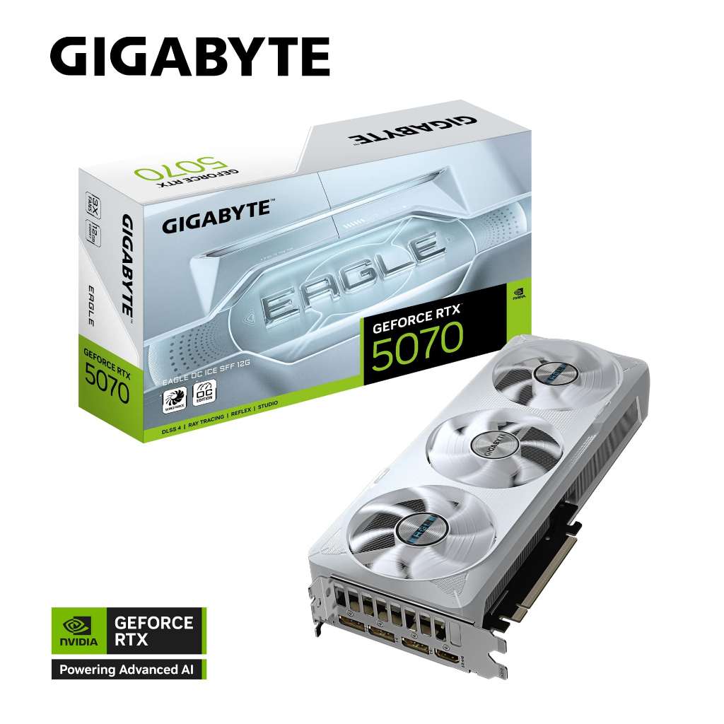 VGA (การ์ดแสดงผล) GIGABYTE GeForce RTX 5070 EAGLE OC ICE SFF 12G (GV-N5070EAGLEOC ICE-12GD)