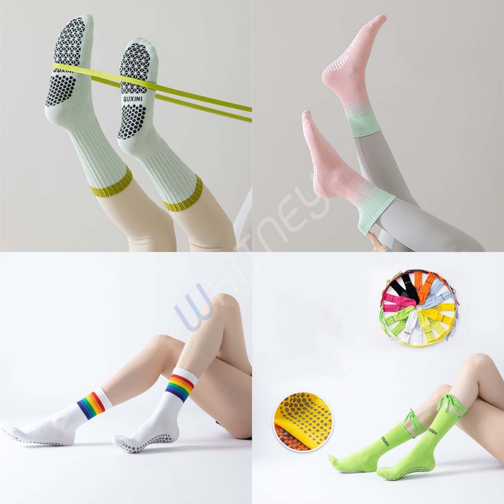 ❤️ถุงเท้าโยคะ ถุงเท้าพิลาทิส สีพาสเทล สไตล์เกาหลี มีกันลื่น⭐️(ES49)