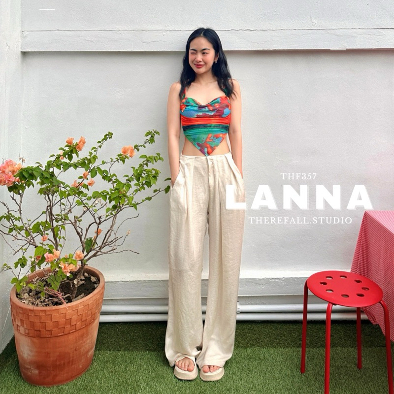 (พร้อมส่ง) THF357 Lanna pant กางเกงสีครีมขากว้าง พริ้วๆ