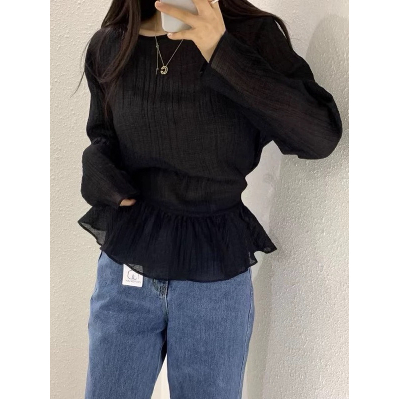 มาใหม่พร้อมส่ง💖 (AP209) Dippoon Shirt Premium Quality เสื้อใส่ทำงาน แขนยาว ปลายระบาย หน้าร้อน สไตล์คุณหนู ซีทรู ดูดีมากๆ