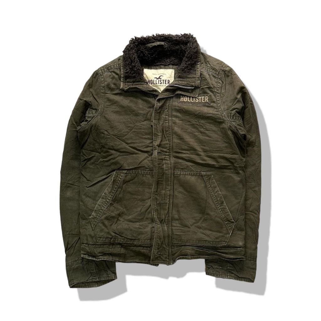 Hollister Olive Green Sherpa Trucker Jacket รอบอก 44”