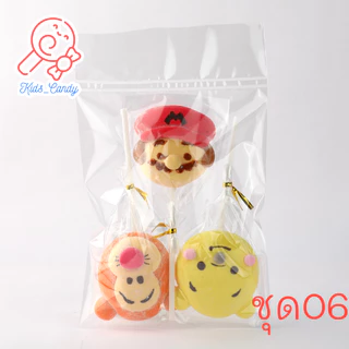 ขนม ขนมแจกเด็ก ขนมกินเล่น มาร์ชเมลโลว์การ์ตูน เสียบไม้ lollipop แพคละ 3ชิ้น คละ (60กรัม)