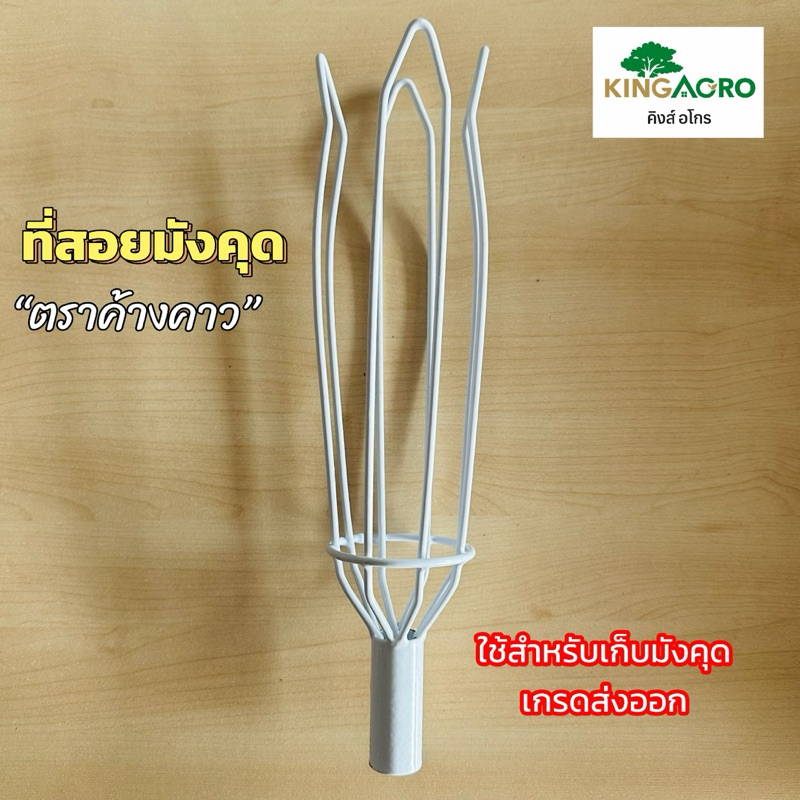 ที่สอยมังคุด ตราค้างคาว เคลือบผิวพลาสติกสีขาว (ที่สอยผลไม้, ที่สอยมะละกอ, ตะกร้อสอยผลไม้)