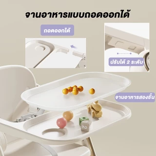 DoDohani เก้าอี้กินข้าวเด็ก เก้าอี้นั่งทานอาหารพับได้ แข็งแรง ปรับระดับได้ ถาดอาหาร พกพาไปได้ทุกที่