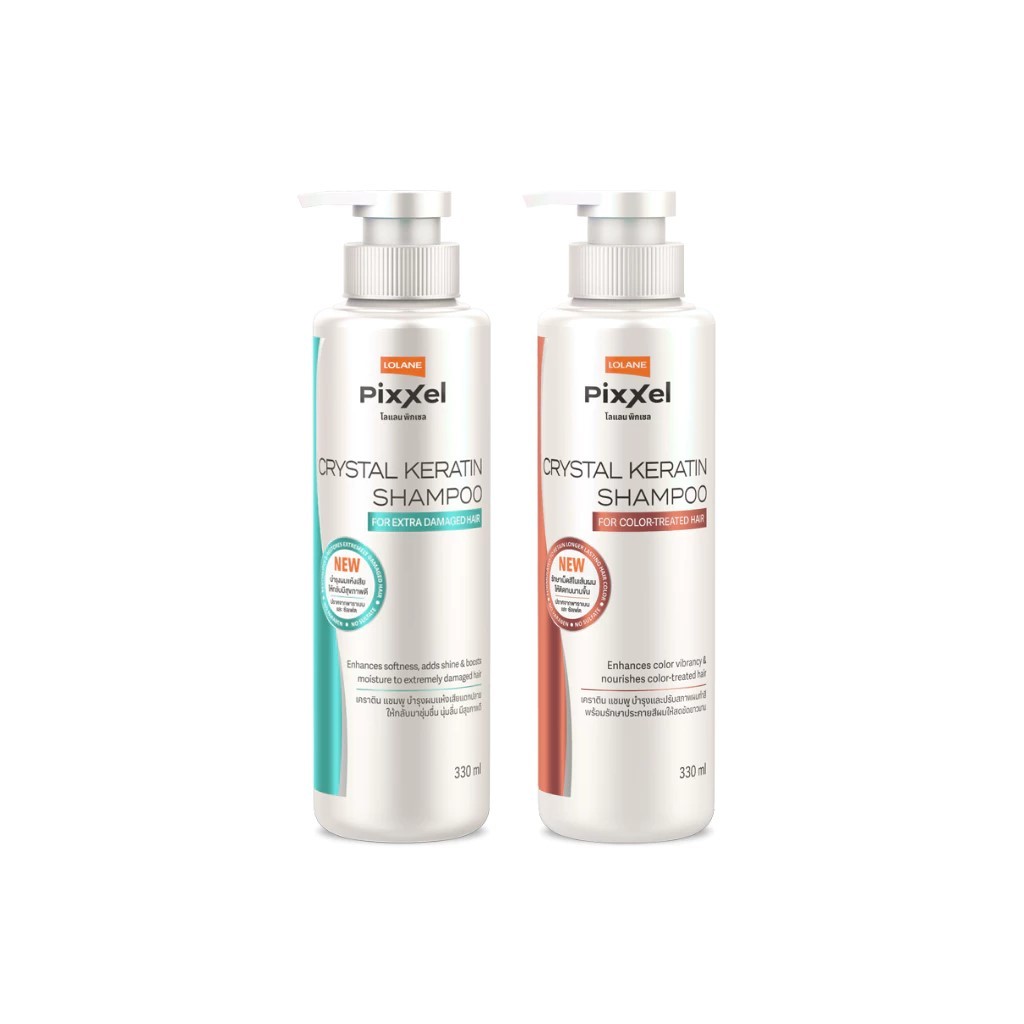 (ขวดหัวปั๊ม) Lolane Pixxel Crystal Keratin Shampoo โลแลน พิกเซล คริสตัล เคราติน แชมพู 330ml.