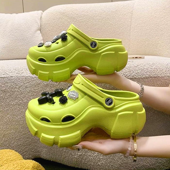 สินค้ามาใหม่ รองเท้าหัวโต รองเท้าเเฟชั่นเกาหลี   มี3 สีให้เลือก ดีไซน์  เขียว ดํา ขาว  วัสดุยาง EVA หนา นิ่ม น้ำหนักเบา - รูปที่ 7