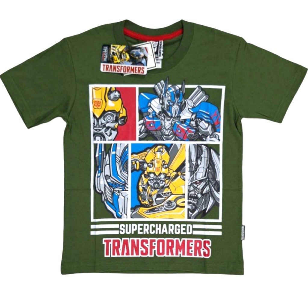 เสื้อยืดเด็กผู้ชาย ลาย ทรานส์ฟอร์เมอร์ส ออพติมัส ไพรม์ บัมเบิลบี สำหรับเด็ก 4-10 ขวบ