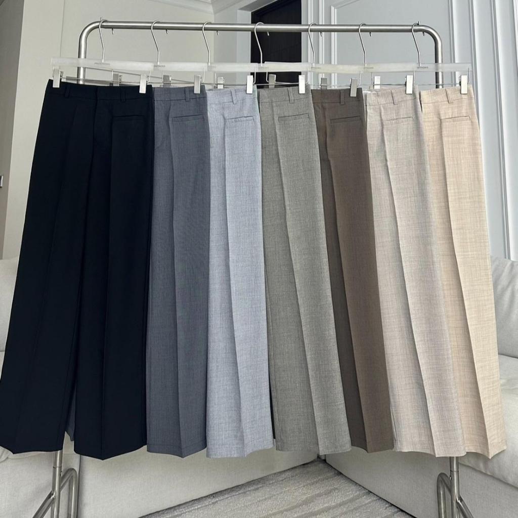 PT215 กางเกงขายาวผ้าโซดาแต่งกระเป๋าหน้า PROMTHONG