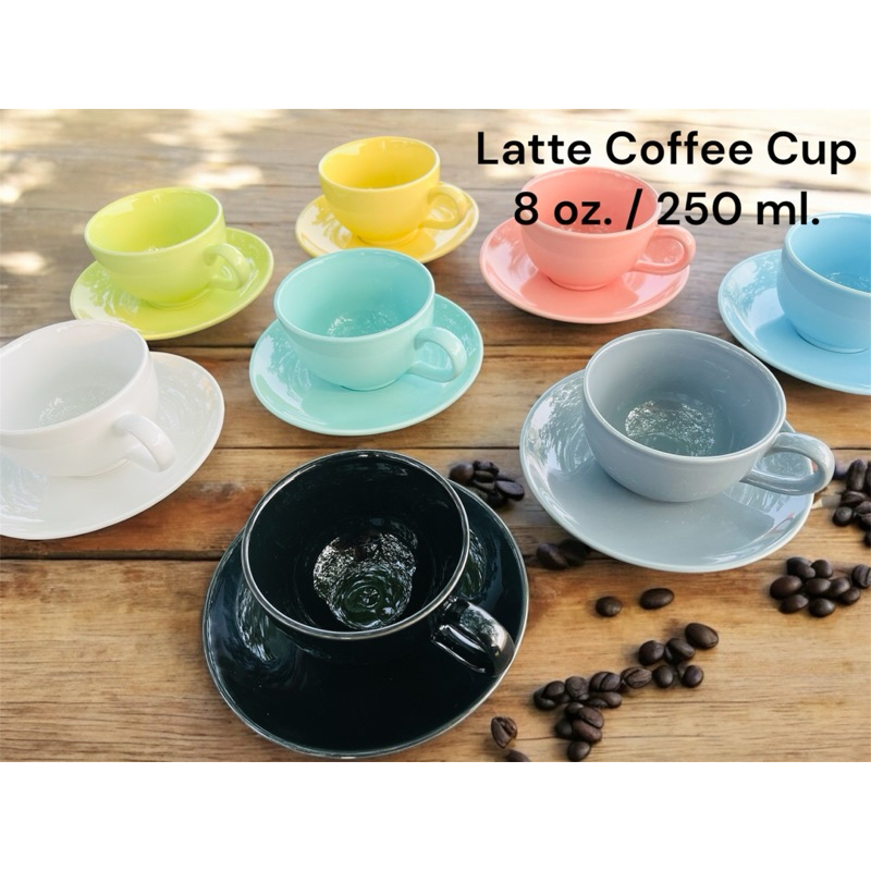 แก้วกาแฟ แก้วกาแฟร้อน แก้วกาแฟเซรามิค ลาเต้ ขนาด 8 oz คุณภาพเกรดเอ งานส่งออก Coffee cup latte