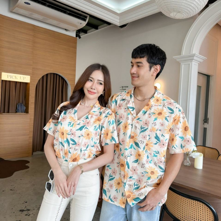 ❤ พร้อมส่งจ้า ❤ เสื้อฮาวายผู้ใหญ่ เสื้อสงกรานต์ เสื้อคู่รัก ผ้าไหม เนื้อนุ่ม ใส่สบาย (ขายเป็นตัวนะคะ คนโสดก้อใส่ได้จ้า)