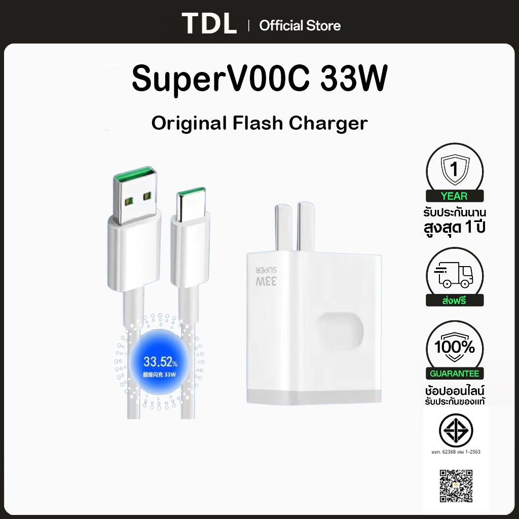 33W ชุดสายชาร์จ + 4A type c Fast Charge cable สำหรับ 【รับประกัน1ปี】