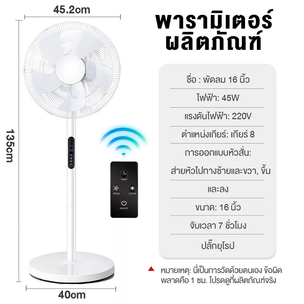 🔥ของแท้ 100%🔥พัดลมไฟฟ้า พัดลมไฟฟ้าเสียงเงียบ พร้อมรีโมท สำหรับใช้ในบ้าน 5 ใบพัด พัดลม 16 นิ้ว - รูปที่ 7