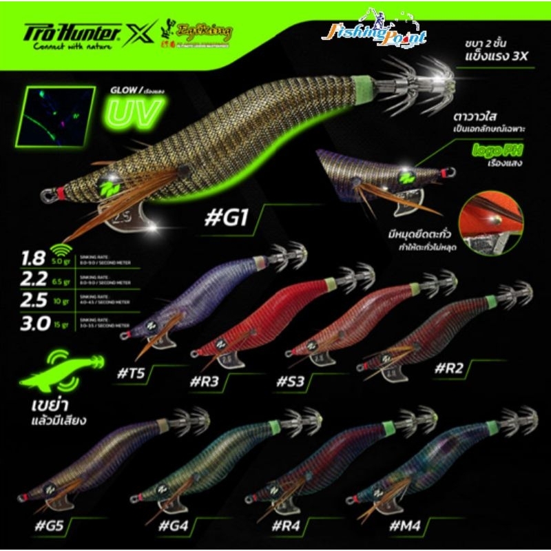 โยกุ้งตกหมึก PRO-HUNTER EGI King รุ่น  chamelon