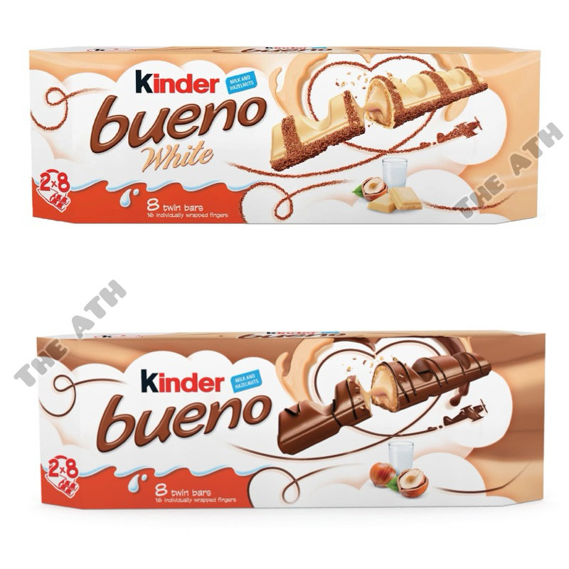 Kinder bueno 8 twin bars  (กล่องยาว 16 แท่ง)