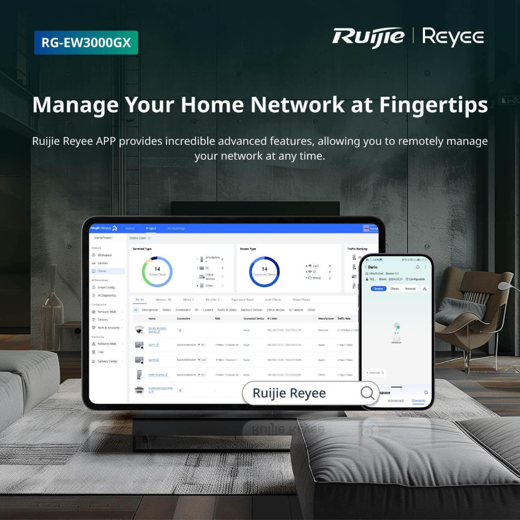 Ruijie Reyee รุ่น RG-EW3000GX เราเตอร์ความเร็วระดับกิกะบิตแบบ Dual-WAN ที่รองรับ Wi-Fi 6 แบบ 3000M