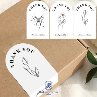 Baking barn (50 ดวง/แพค) สติกเกอร์แต้งกิ้ว สติกเกอร์ 5.4x9 ซ.ม Thank you stickers
