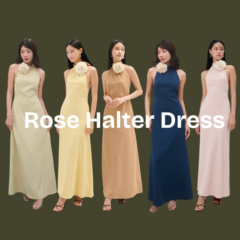 MIST OF RAIN - Rose Halter Dress