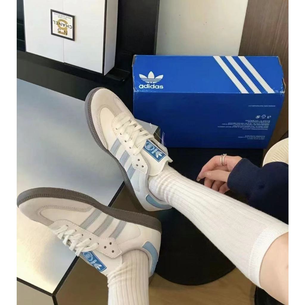 （รับประกันของแท้ 100%）adidas originals Samba OG ID2055 น้ำเงินขาว