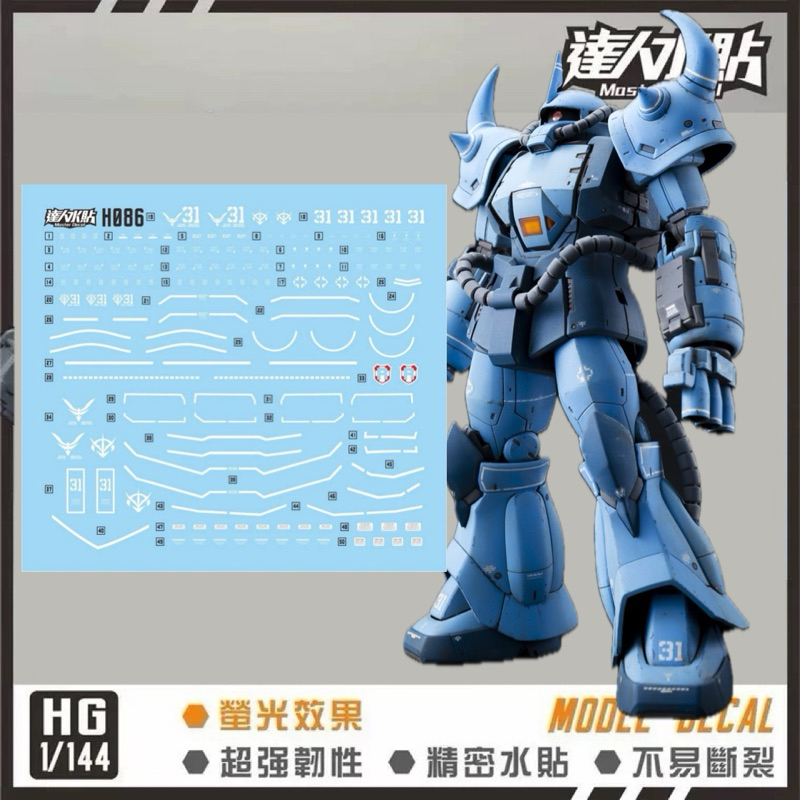 ⬛️ดีคอลน้ำ DL H 086 DECAL HG 1/144 PROTOTYPE GOUF (TACTICAL DEMONSTRATOR) เรืองแสงแบล็คไลท์