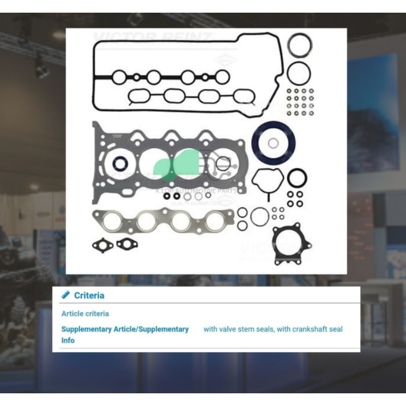 ปะเก็นชุดใหญ่ 1NZ-FE 2NZ-FE Vios 1.5 NCP91-93 Yaris 1.3 '00 (ยี่ห้อ Victor Reinz งานเยอรมัน)