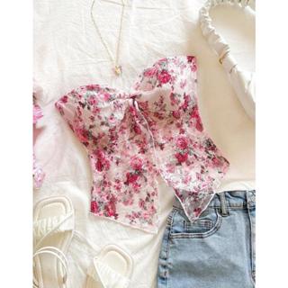 พร้อมส่งจากไทย เสื้อเกาะอก ครอป ผ้าลูกไม้ ลายดอกไม้ Sexy ชาย…