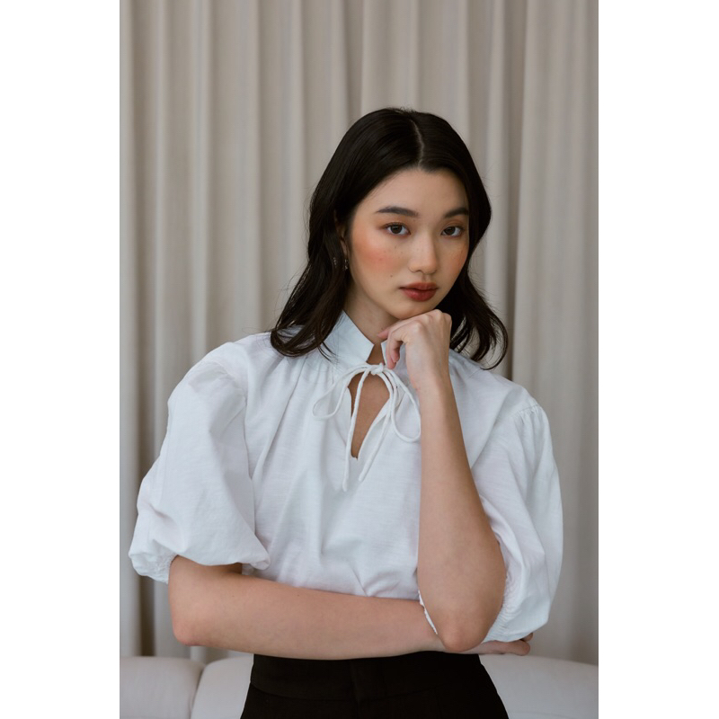 Realloose | Ribbon top (white) - ริบบ้อนผ้าใหม่ ผ้าคอตตอนผสม รีดง่าย ยับยาก (มีจำนวนจำกัด) - รูปที่ 5