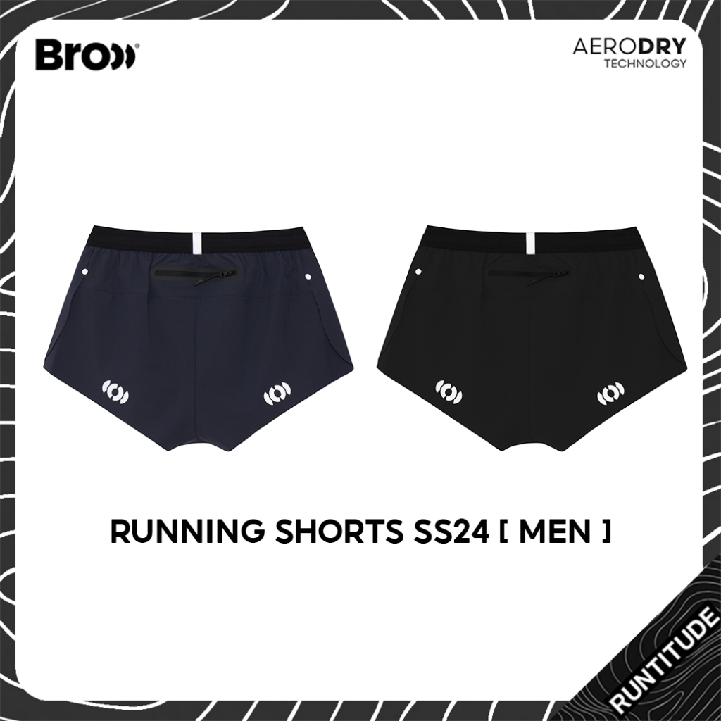 BROOO กางเกงวิ่ง RUNNING SHORTS SS24 MEN [ Black & Navy ] กางเกงวิ่งผู้ชาย