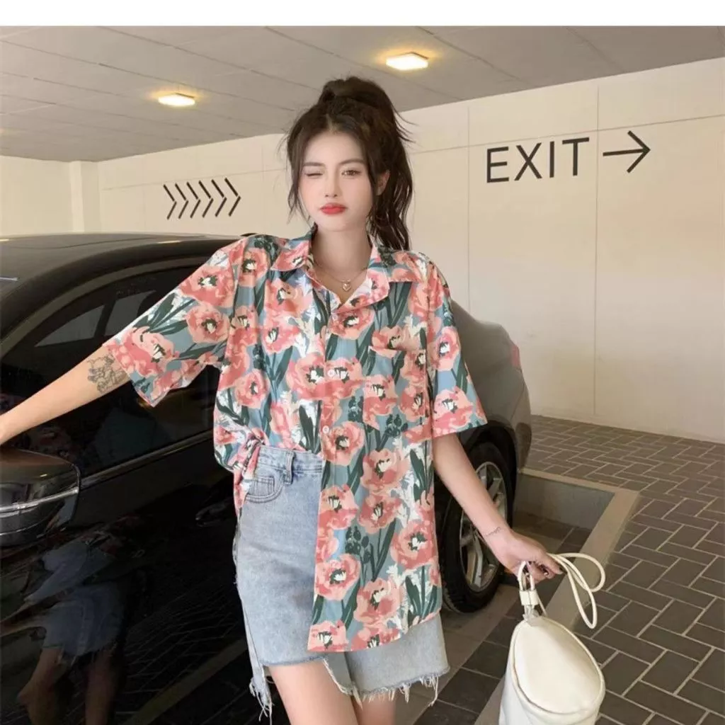 เสื้อสงกรานต์ผู้หญิงลายดอก คอปก แขนสั้น ผ้าไหมอิตาลี 3006 thumbnail 9