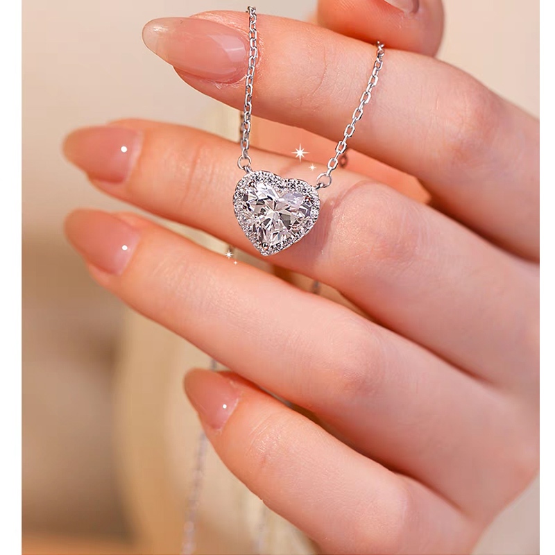 แฟชั่นสุภาพสตรีหัวใจสร้อยคอสแตนเลสเงินสาวเครื่องประดับสร้อยคอจี้ของขวัญวันหยุดสําหรับคู่ WV_831n สร้อยคอ