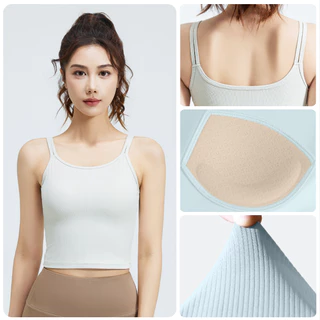ArayaLady เสื้อบราโยคะ สายเดี่ยวฟิตเนส มีฟองน้ำ เสื้อสายเดี่ยวออกกำลังกาย แฟชั่นกีฬา AB-JYTB022
