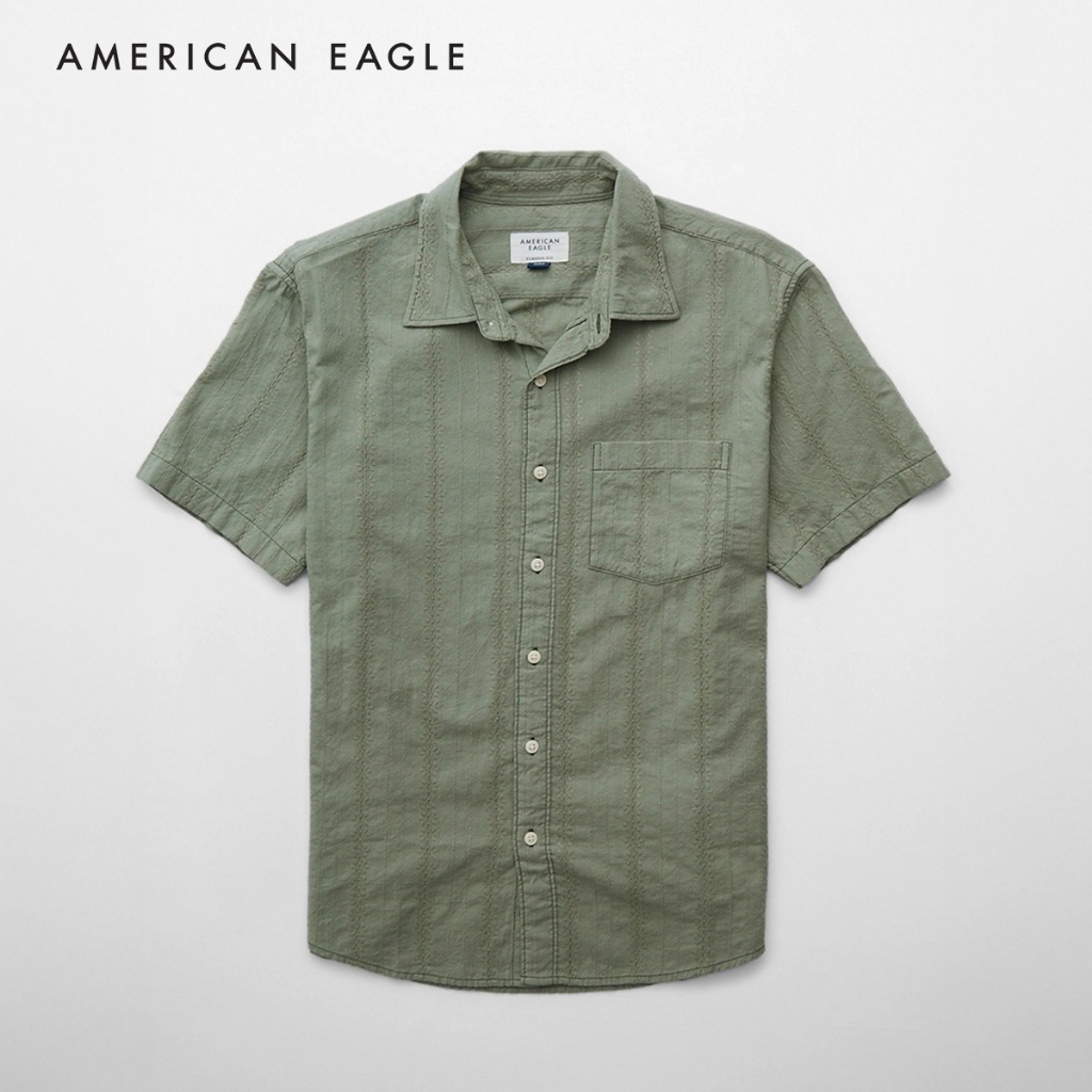American Eagle Poolside Printed Button-Up Shirt เสื้อเชิ้ต ผู้ชาย แขนสั้น (NMSH 015-2835-309)