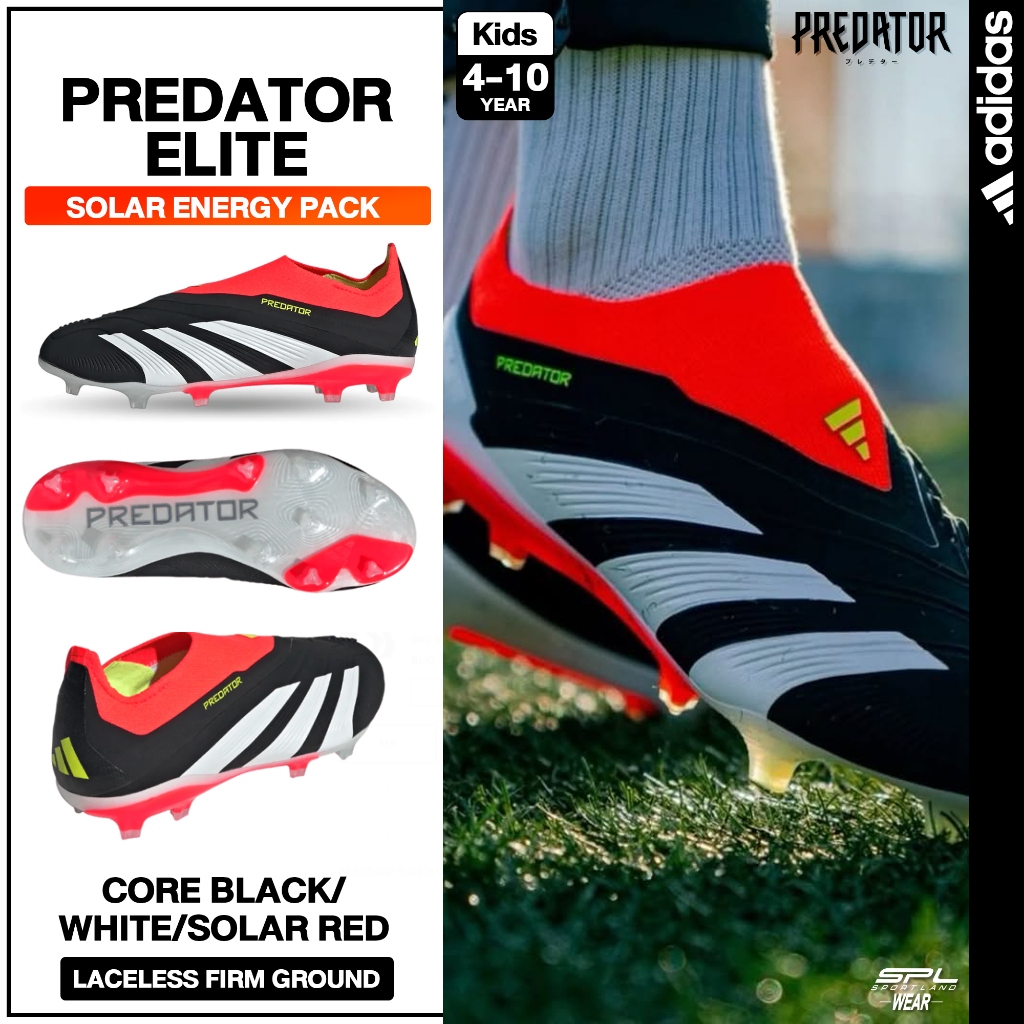 Adidas อาดิดาส รองเท้าฟุตบอล รองเท้าสตั๊ด สำหรับเด็ก KD Predator Elite Laceless Firm Ground IG7753 (
