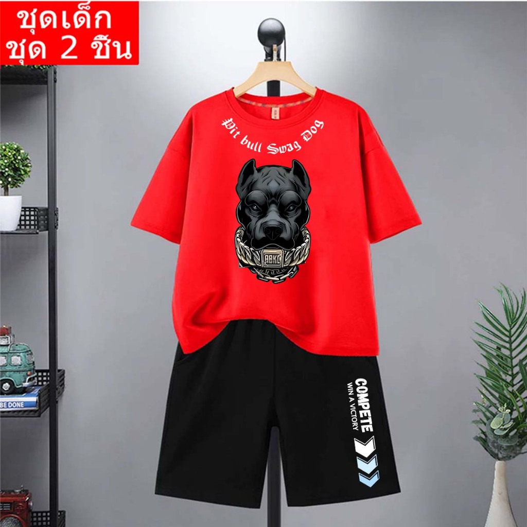 J-1251+DD1134 ชุดเซ็ต2ชิ้นแฟขั่นเด็กๆ  เสื้อแขนสั้นกับกางเกงขาสั้น ชุดเท่ๆ ใส่ได้ทั้งเด็กเล็กและเด็กโต