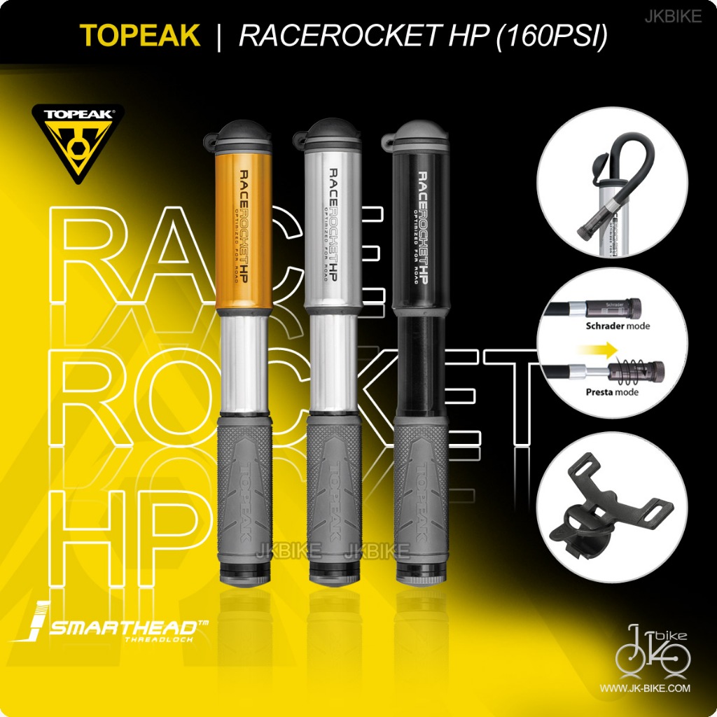 NEW! สูบลมพกพา 160psi TOPEAK RACEROCKET HP MINI PUMP