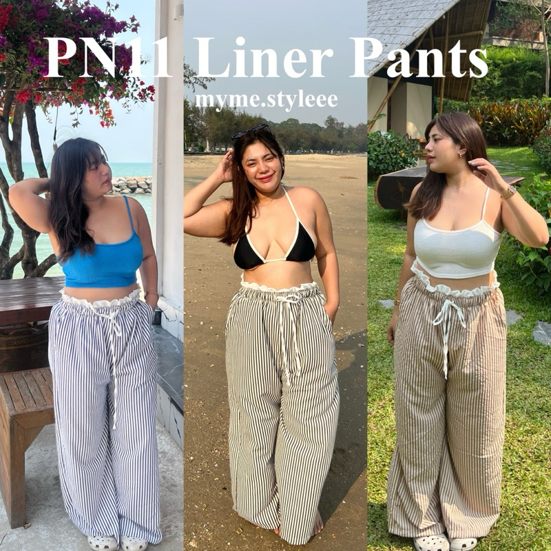 PN11 Liner Pants : กางเกงขอบทูโทนสาวอวบ – myme.styleee