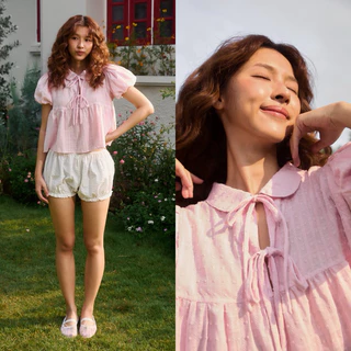 Theremin Pinto blouse เสื้อคอบัวแขนตุ๊กตา - (Black, Pink, Butter)