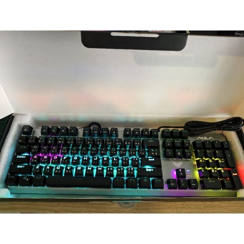 ⚡ส่งฟรี...ส่งเร็ว⚡คีย์บอร์ดเกมมิ่ง บลูสวิทช์ AULA F2066-II คีย์บอร์ดมาโคร มีภาษาไทย ไฟ RGB BLUE