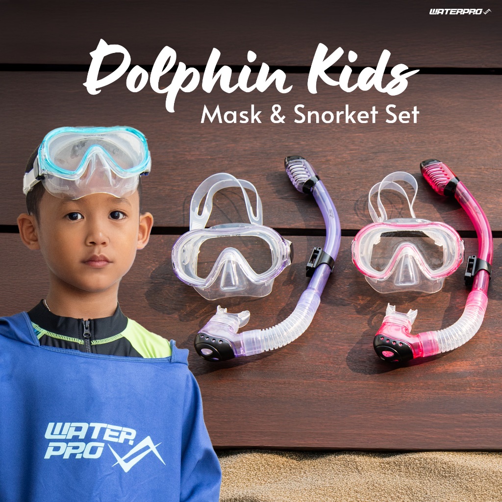 เซ็ทหน้ากากและท่อดำน้ำสำหรับเด็ก – Dolphin Kids Mask & Snorket Set แบรนด์ WATER PRO